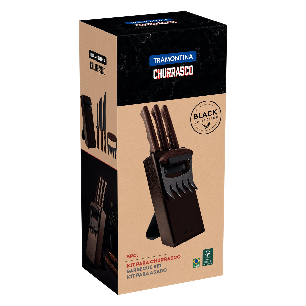 Churrasco Black 5-Piece Knife Block