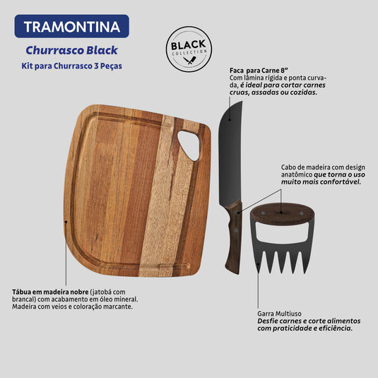 Tramontina 3-Piece Churrasco Black BBQ Set