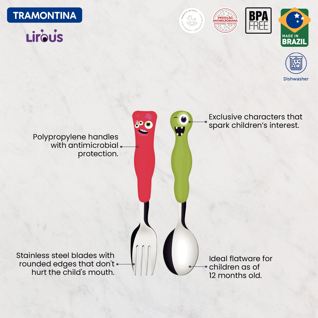 Lirous 2-Piece Colorful Children's Flatware Set