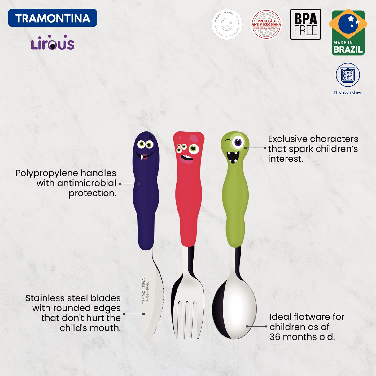 Lirous 3-Piece Colorful Children's Flatware Set