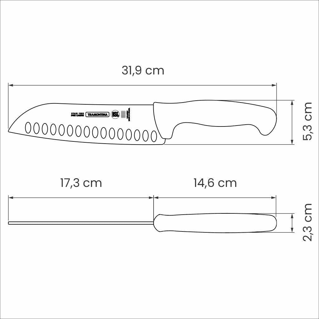 Professional Master Black Santoku Knife, 7"