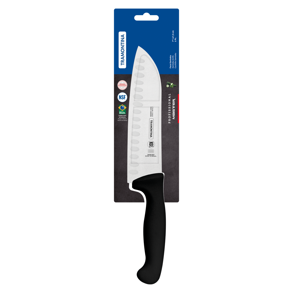 Professional Master Black Santoku Knife, 7"