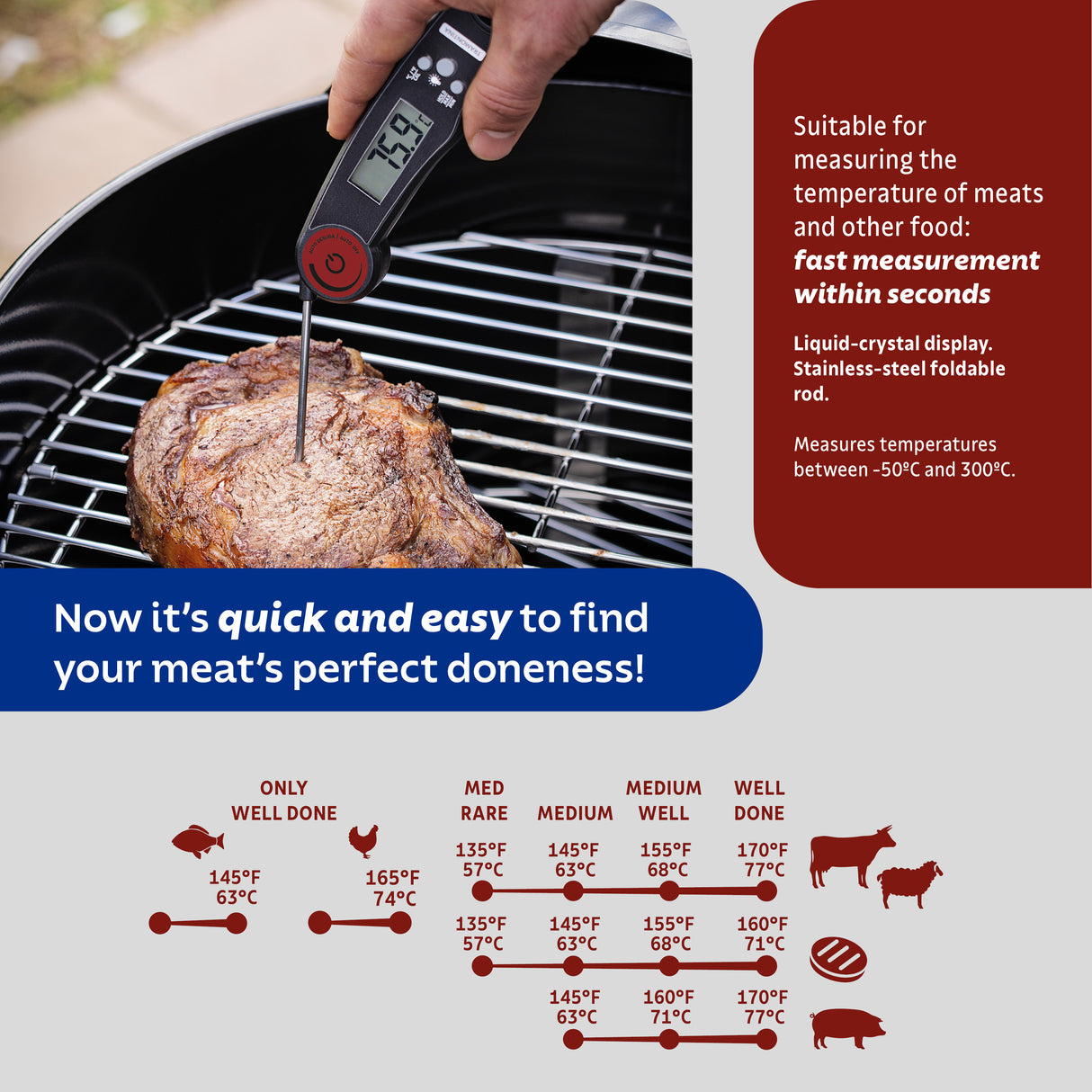 Churrasco Digital Meat Thermomether With Bottle Opener