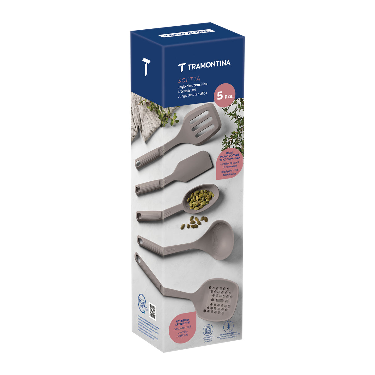 Soffta 5-Piece Grey Silicone Utensil Set