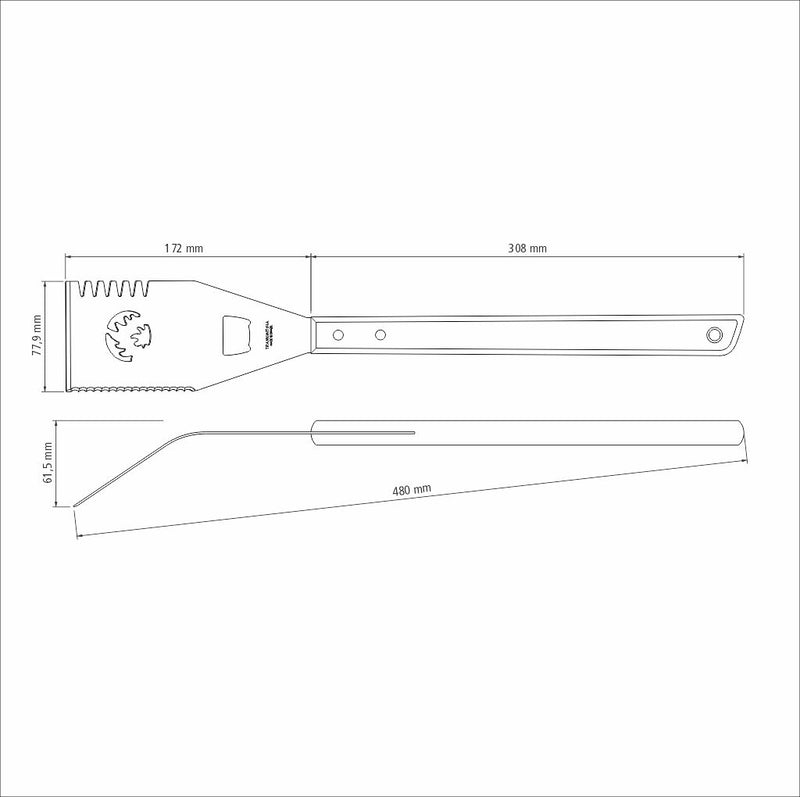 Load image into Gallery viewer, Tramontina Barbecue Stainless Steel Spatula with Serrated Edge and Wooden Handle, 48cm
