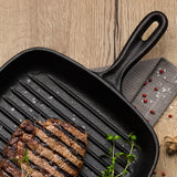 Pre-Seasoned Cast Iron Square Griddle Pan, 27cm