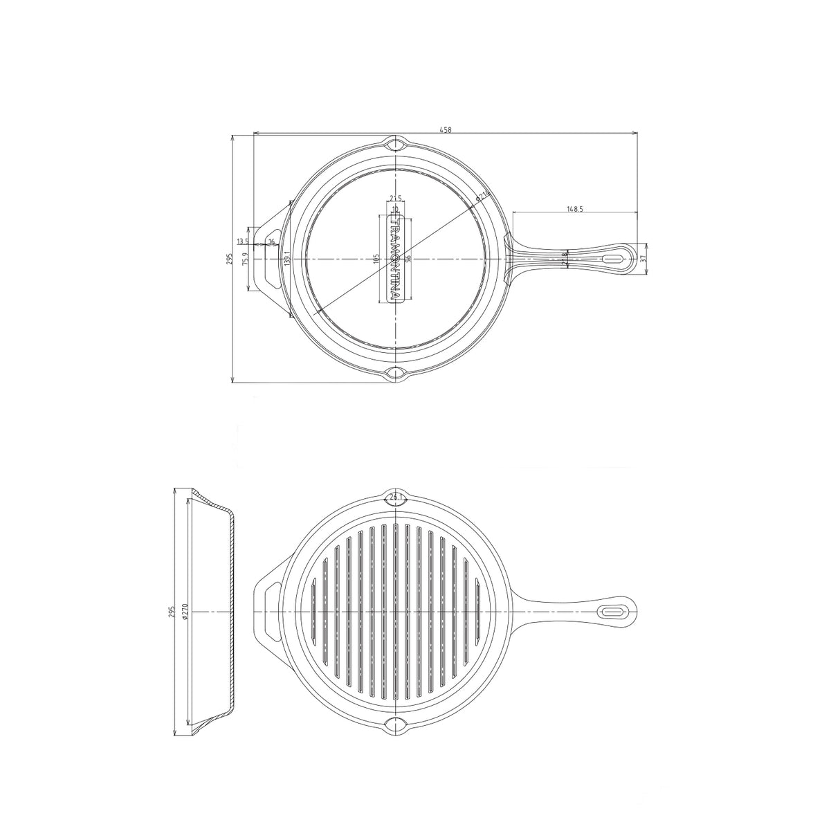 Pre-Seasoned Cast Iron Griddle Pan, 28cm