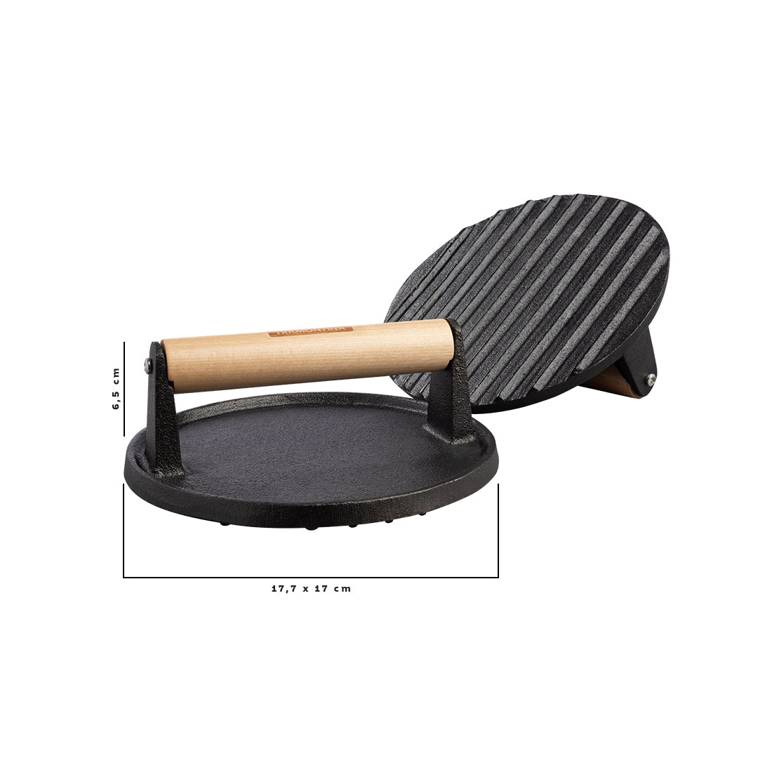 Enamelled Cast Iron Round Grill Press, 17cm