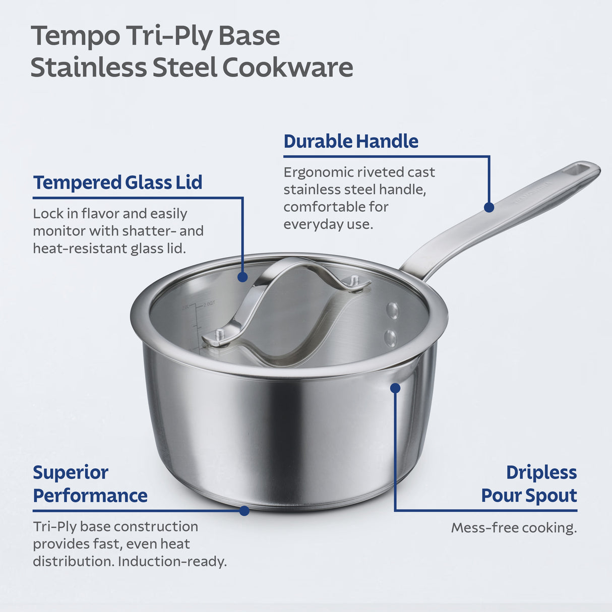 Tempo 7-Piece Stainless Steel Cookware Set