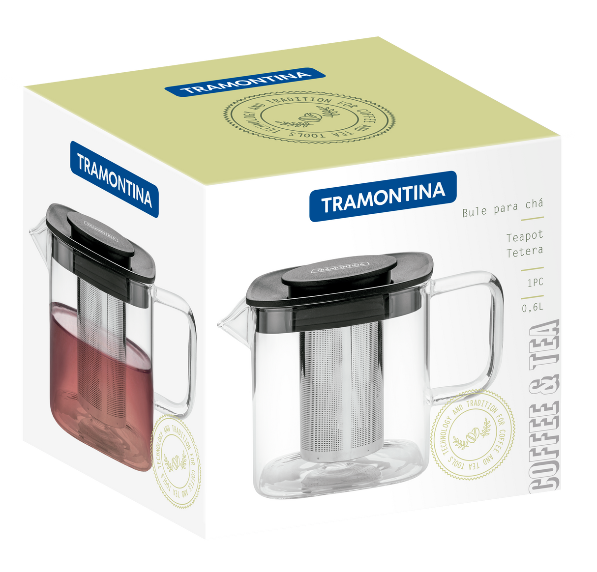 Glass and Stainless Steel Teapot with Infuser, 600ml