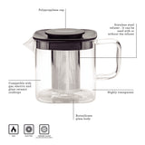 Glass and Stainless Steel Teapot with Infuser, 600ml
