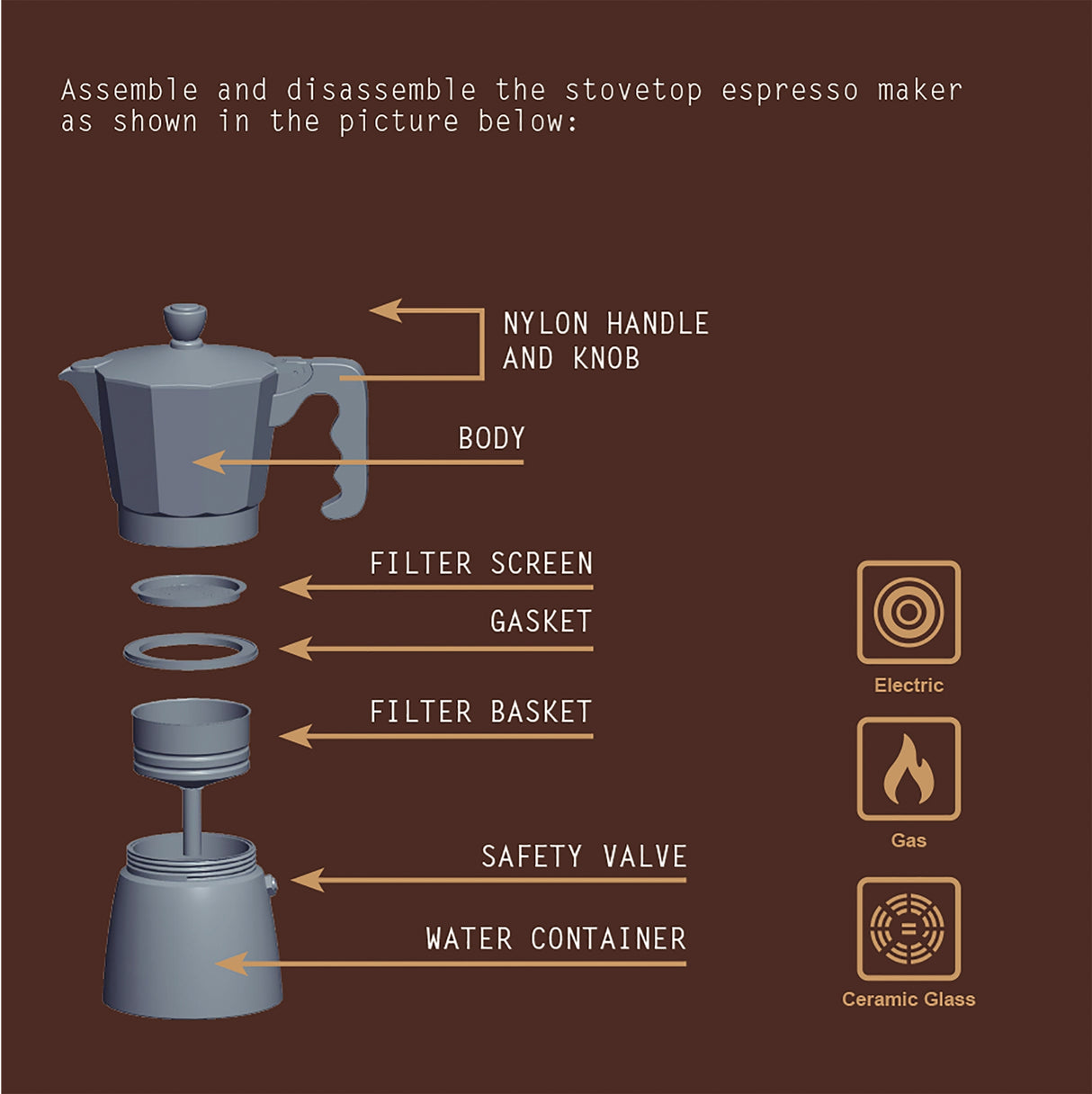 Black Aluminium Italian Espresso Coffee Maker, 320ml