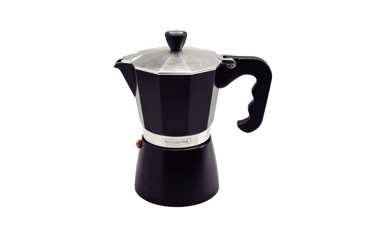Black Aluminium Italian Espresso Coffee Maker, 320ml