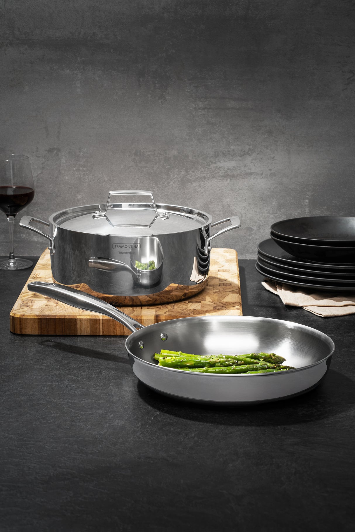 Grano Try-Ply Clad Stainless Steel Shallow Casserole, 24cm, 4.4L