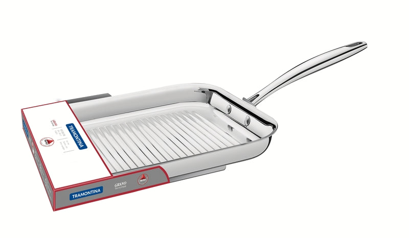Grano Try-Ply Clad Stainless Steel Skillet Grill, 22cm, 1.2L