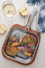 Grano Try-Ply Clad Stainless Steel Skillet Grill, 22cm, 1.2L