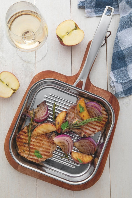 Grano Try-Ply Clad Stainless Steel Skillet Grill, 22cm, 1.2L