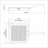 Grano Try-Ply Clad Stainless Steel Skillet Grill, 28cm, 1.9L