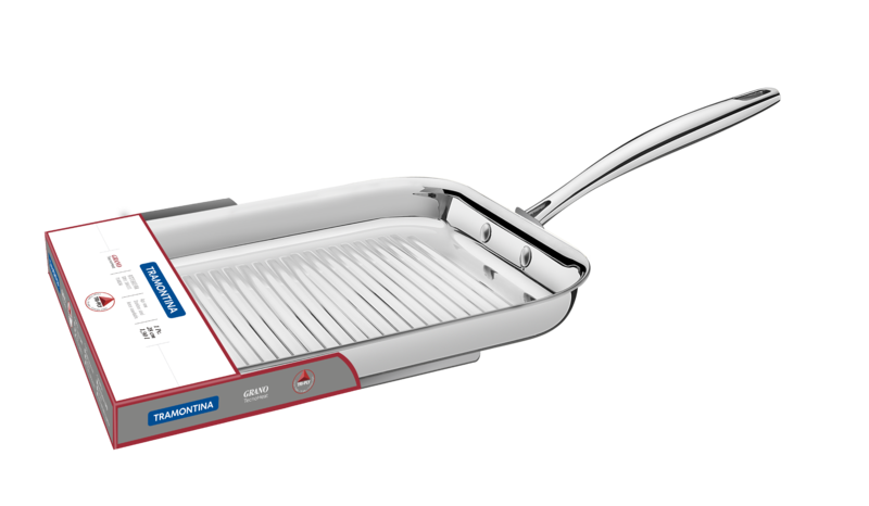 Grano Try-Ply Clad Stainless Steel Skillet Grill, 28cm, 1.9L