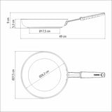 Professional Stainless Steel Frying Pan with Tri-Ply Base and Removable Grey Silicone sleeve, 26 cm
