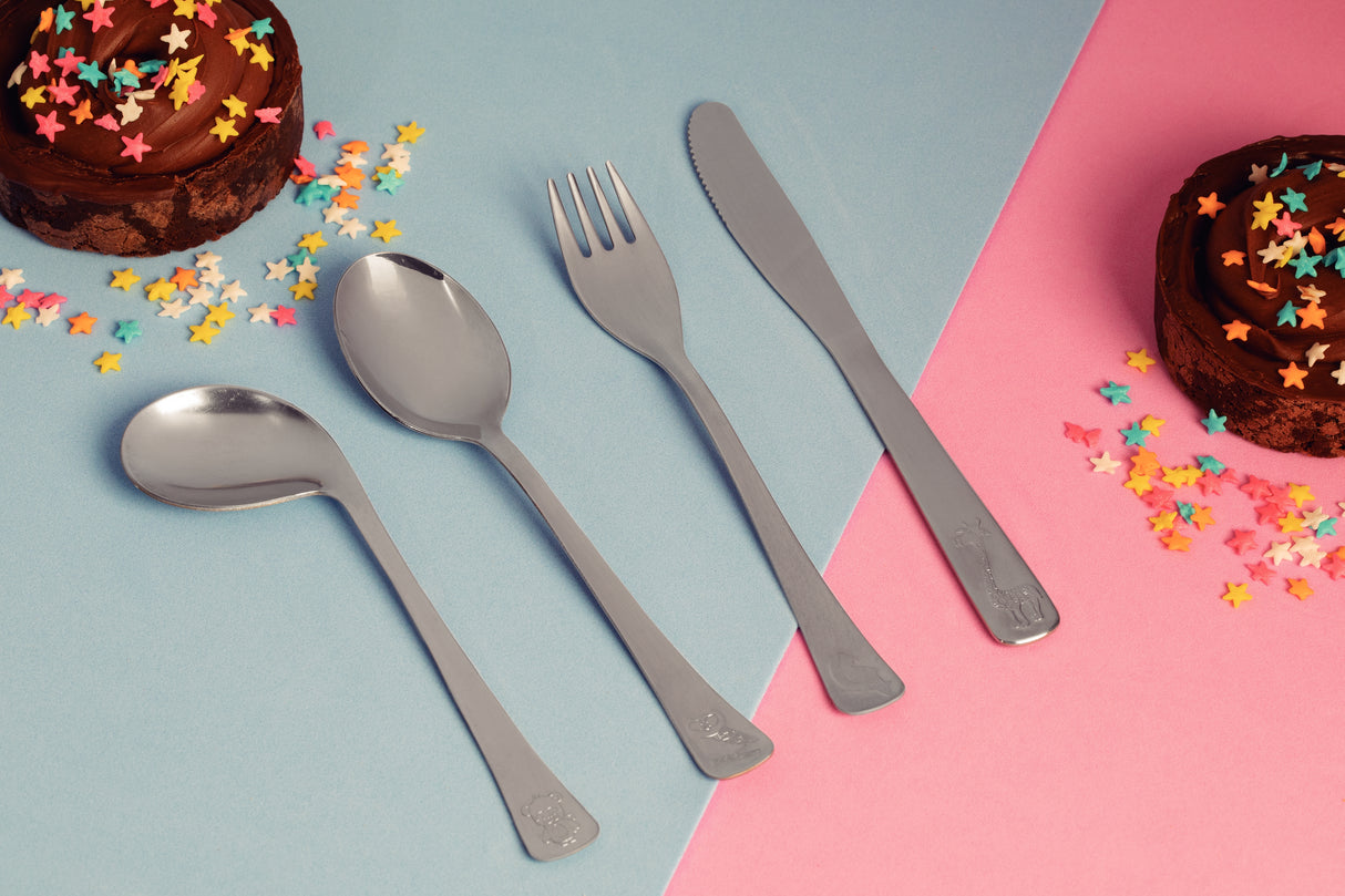 Baby Friends 4-Piece Stainless Steel Baby Cutlery Set
