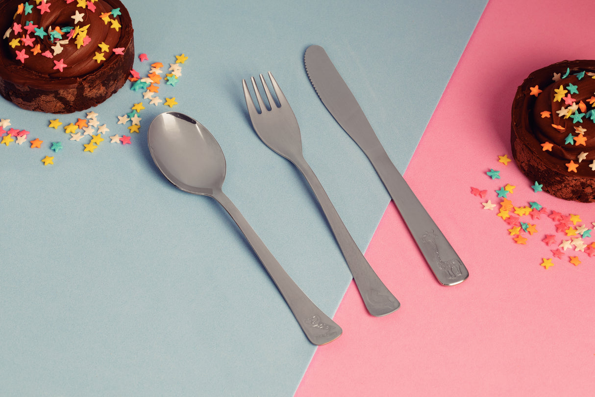 Baby Friends 3-Piece Stainless Steel Baby Cutlery Set