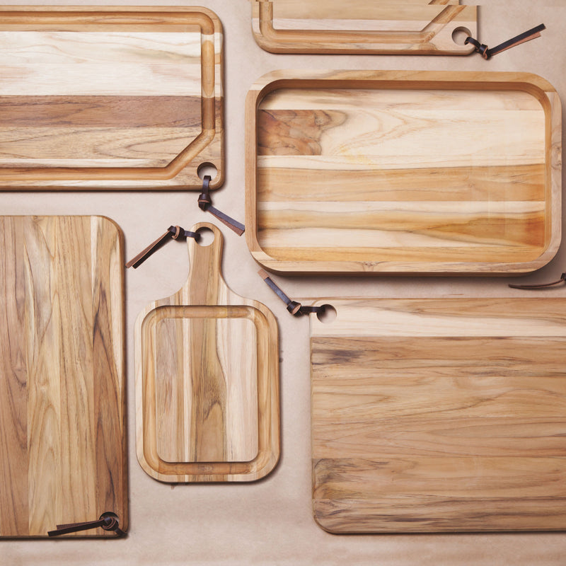 Load image into Gallery viewer, Tramontina Cutting Board Cutting Board with Handle, Teak Wood 400x210mm
