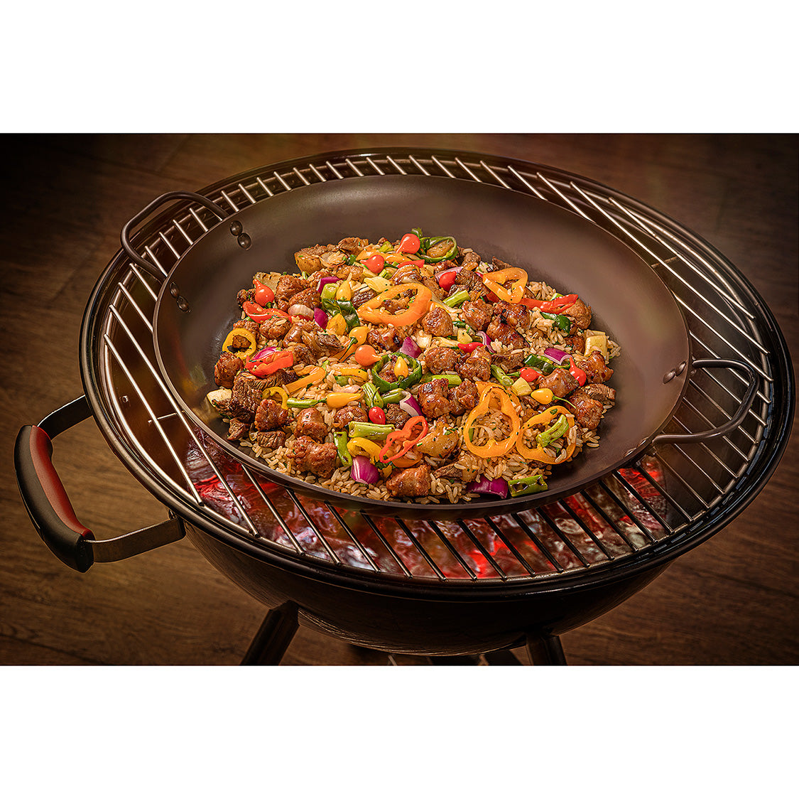 Churrasco Black Nitrocarburized Carbon Steel Round Griddle Pan, 40cm