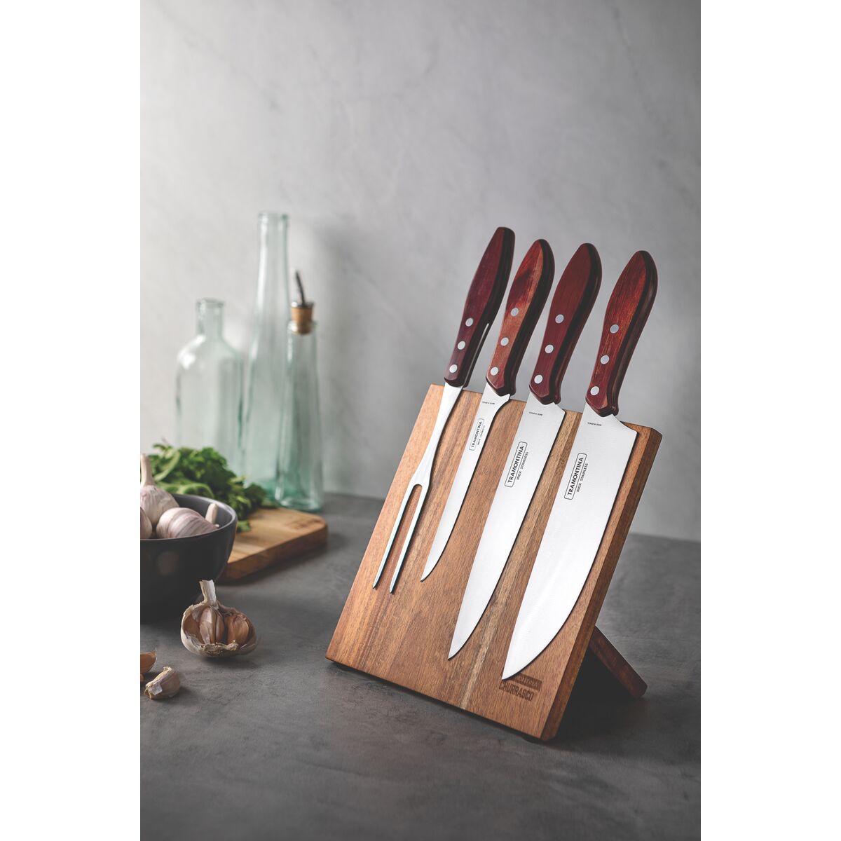 Churrasco Polywood 5-Piece Knife Block, Brown