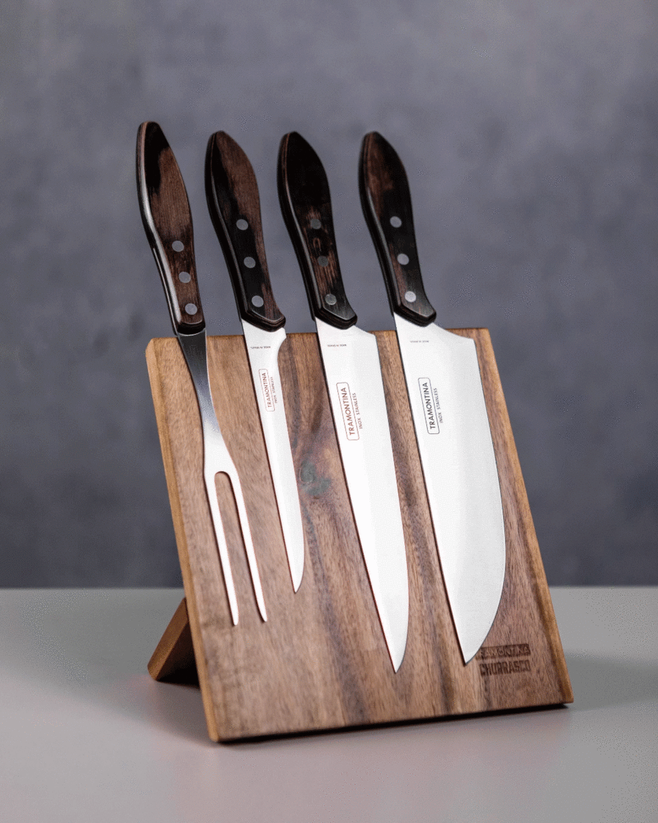 Churrasco Polywood 5-Piece Knife Block, Brown