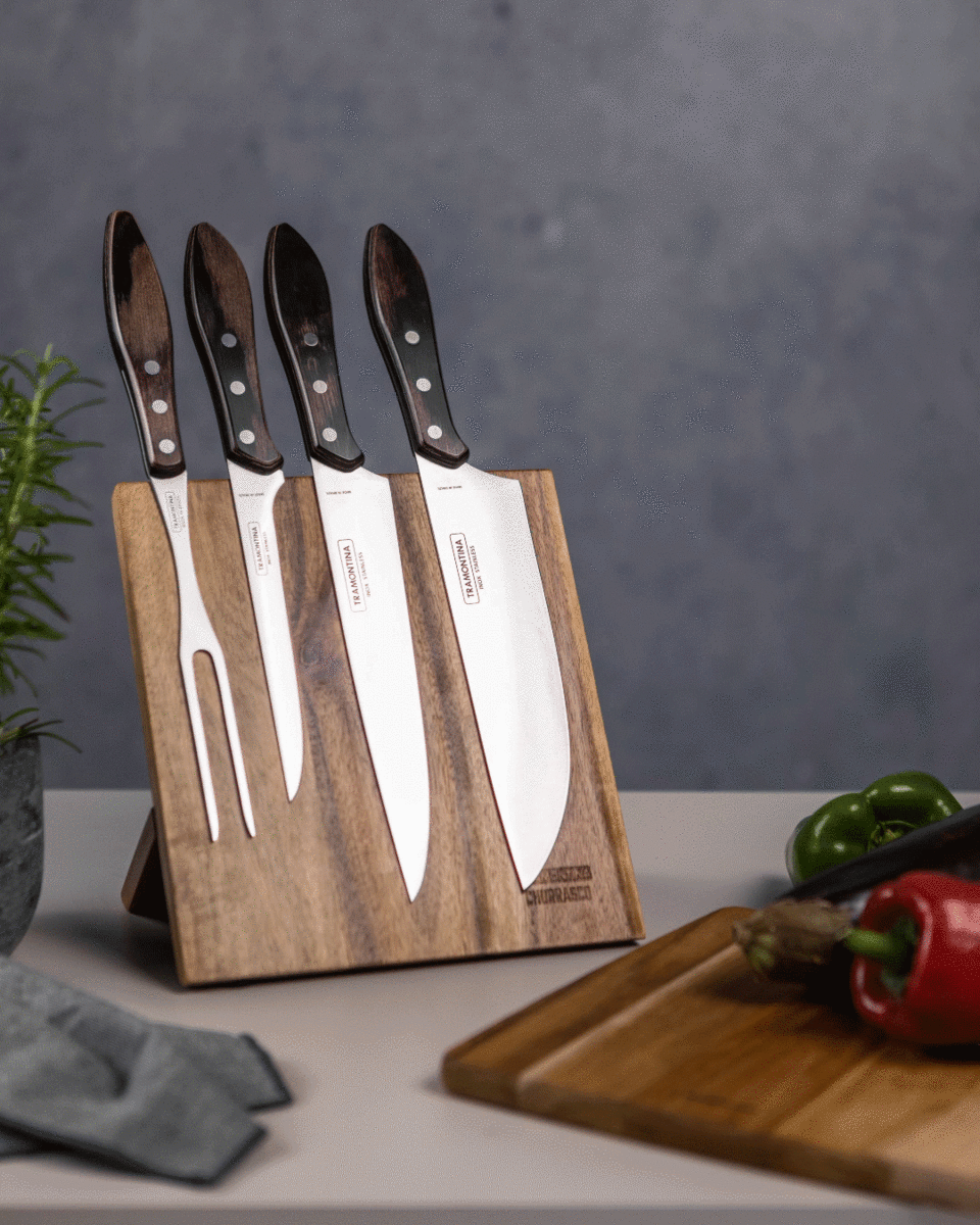 Churrasco Polywood 5-Piece Knife Block, Brown
