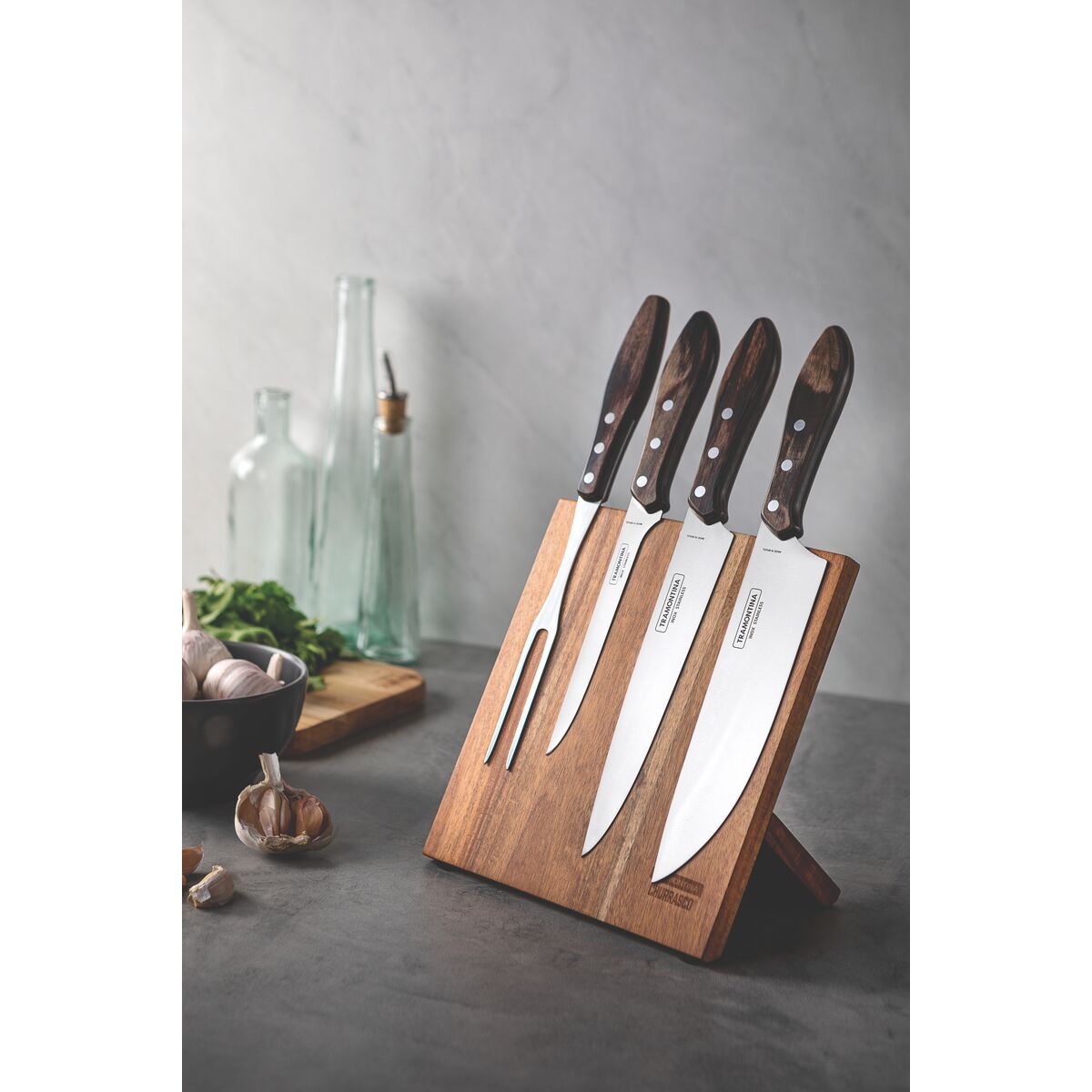 Churrasco Polywood 5-Piece Knife Block, Brown