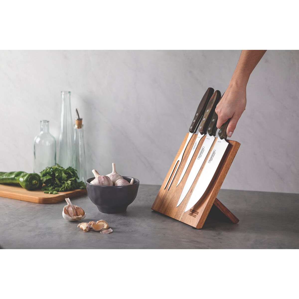 Churrasco Polywood 5-Piece Knife Block, Brown