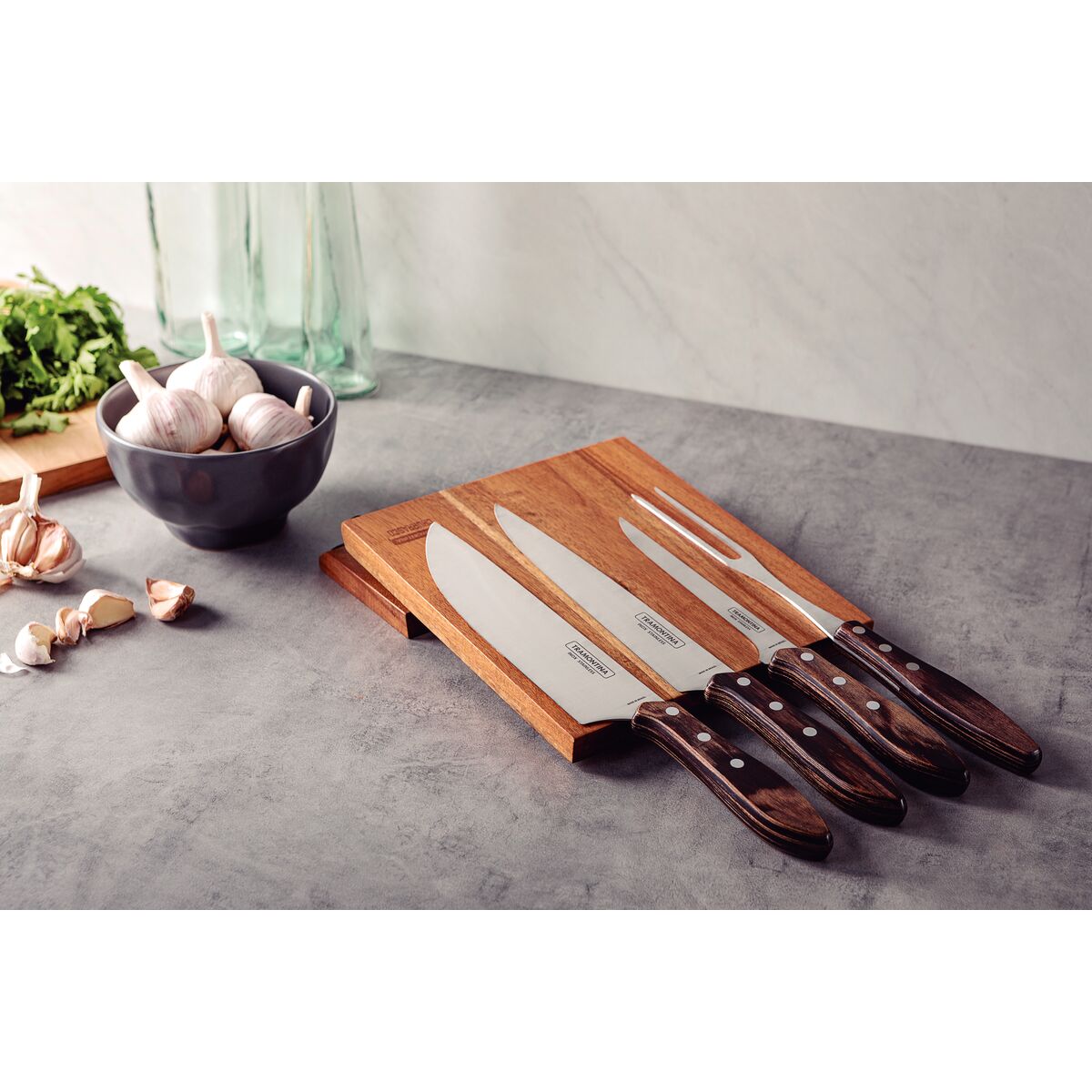 Churrasco Polywood 5-Piece Knife Block, Brown