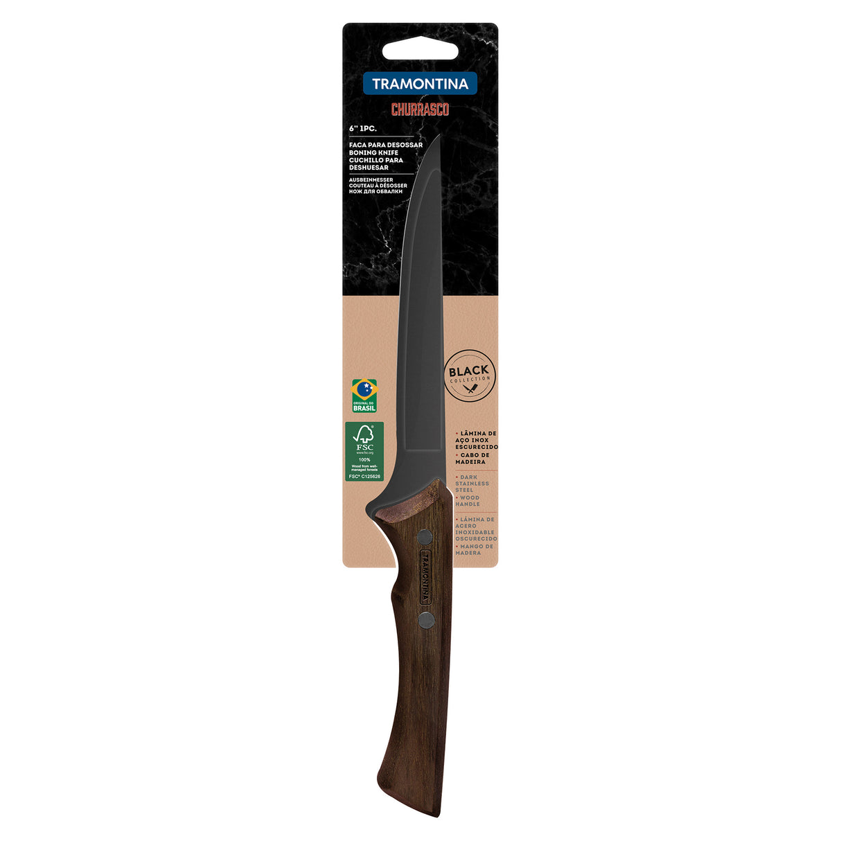 Churrasco Black Boning Knife, 6" - FSC Certified