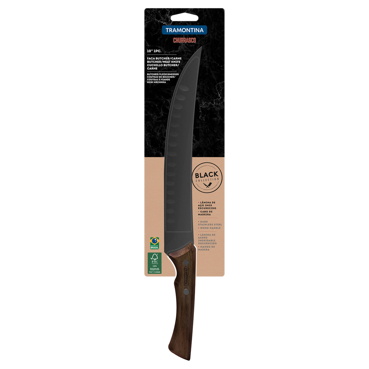 Churrasco Black Butcher Knife, 10" - FSC Certified