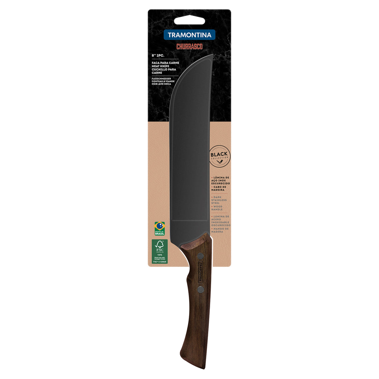 Churrasco Black Meat Knife, 8" - FSC Certified