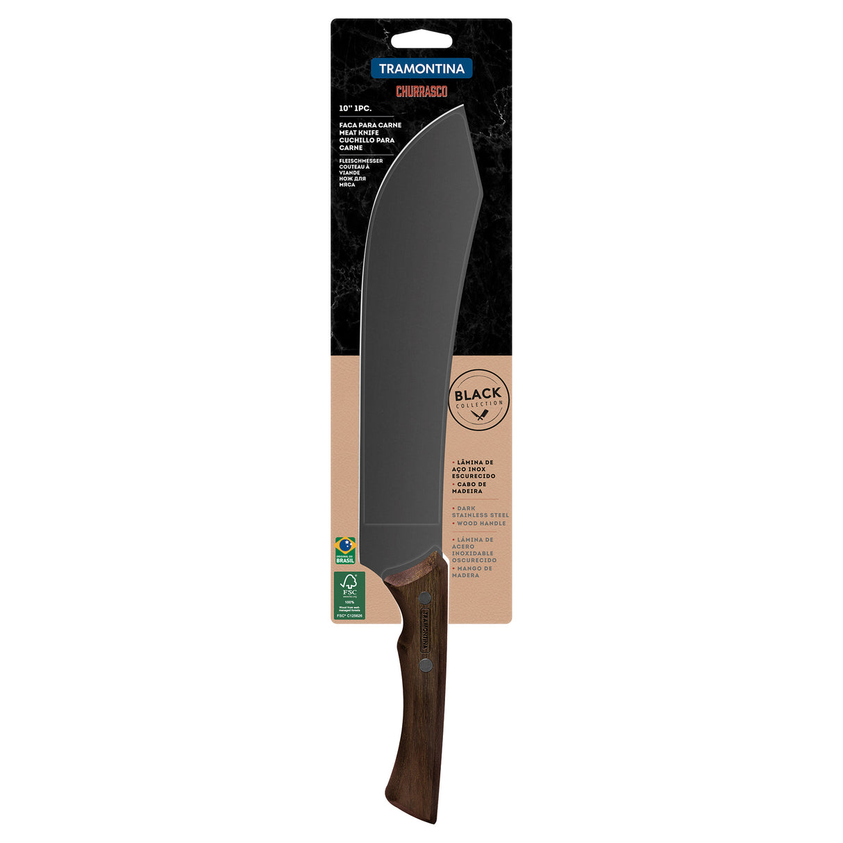 Churrasco Black Meat Knife, 10" - FSC Certified