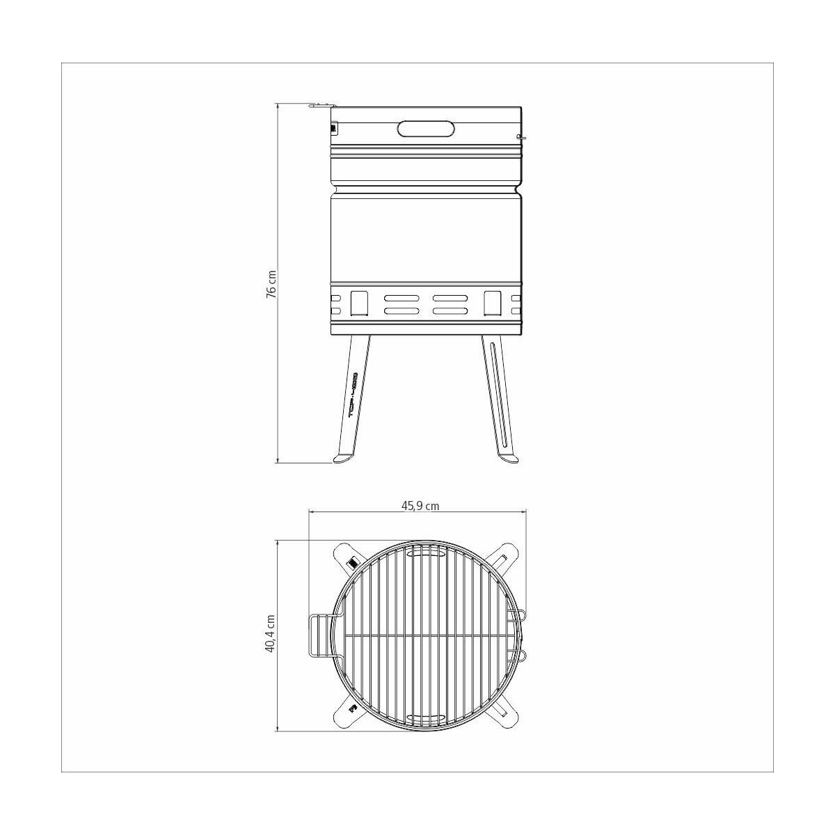 TCP 400 Stainless Steel Charcoal Grill with Charcoal Tray