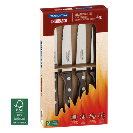 Churrasco Polywood 4-Piece Gaucho Steak Knife Set, Brown