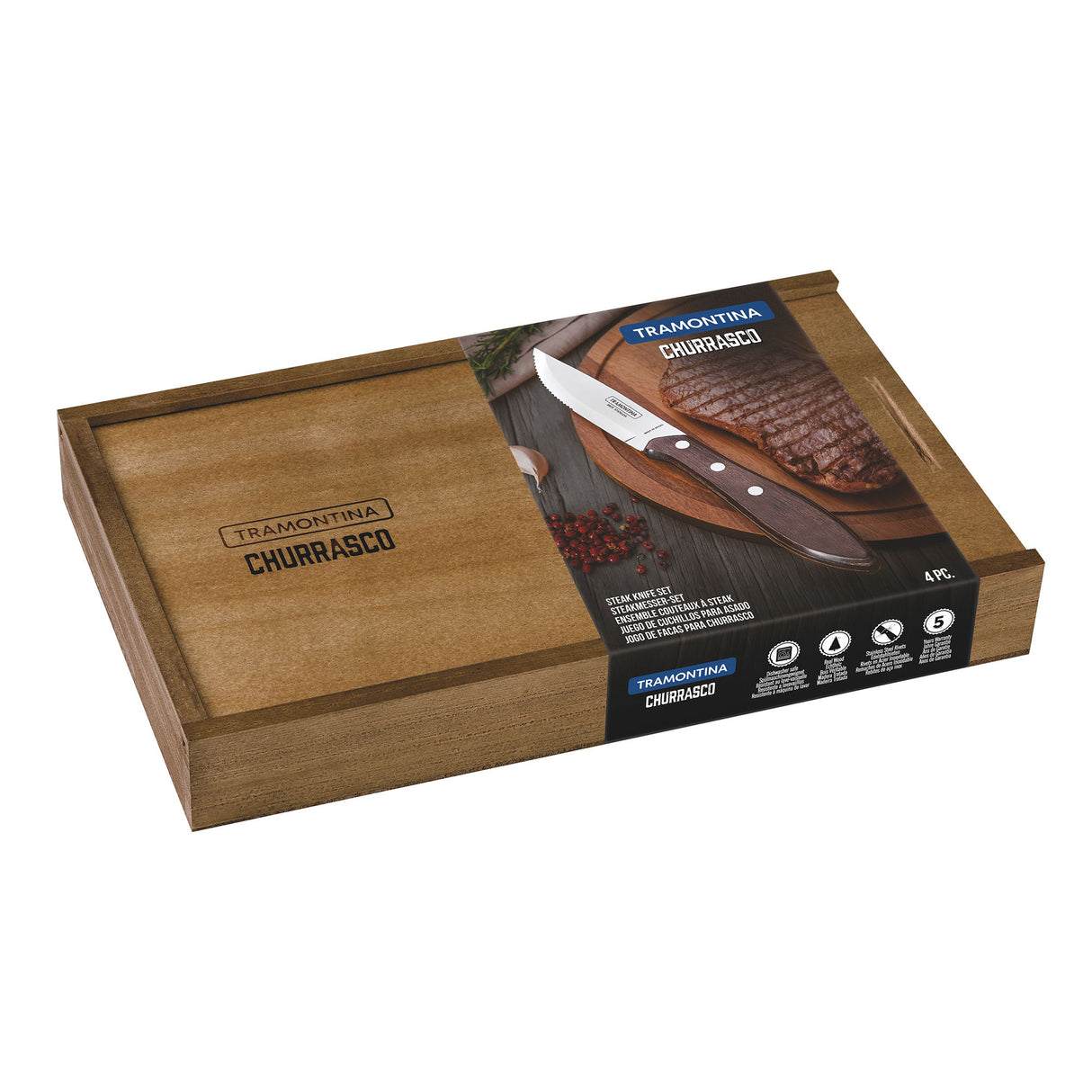 Churrasco Premium 4-Piece Fandango Steak Knife Set - FSC Certified