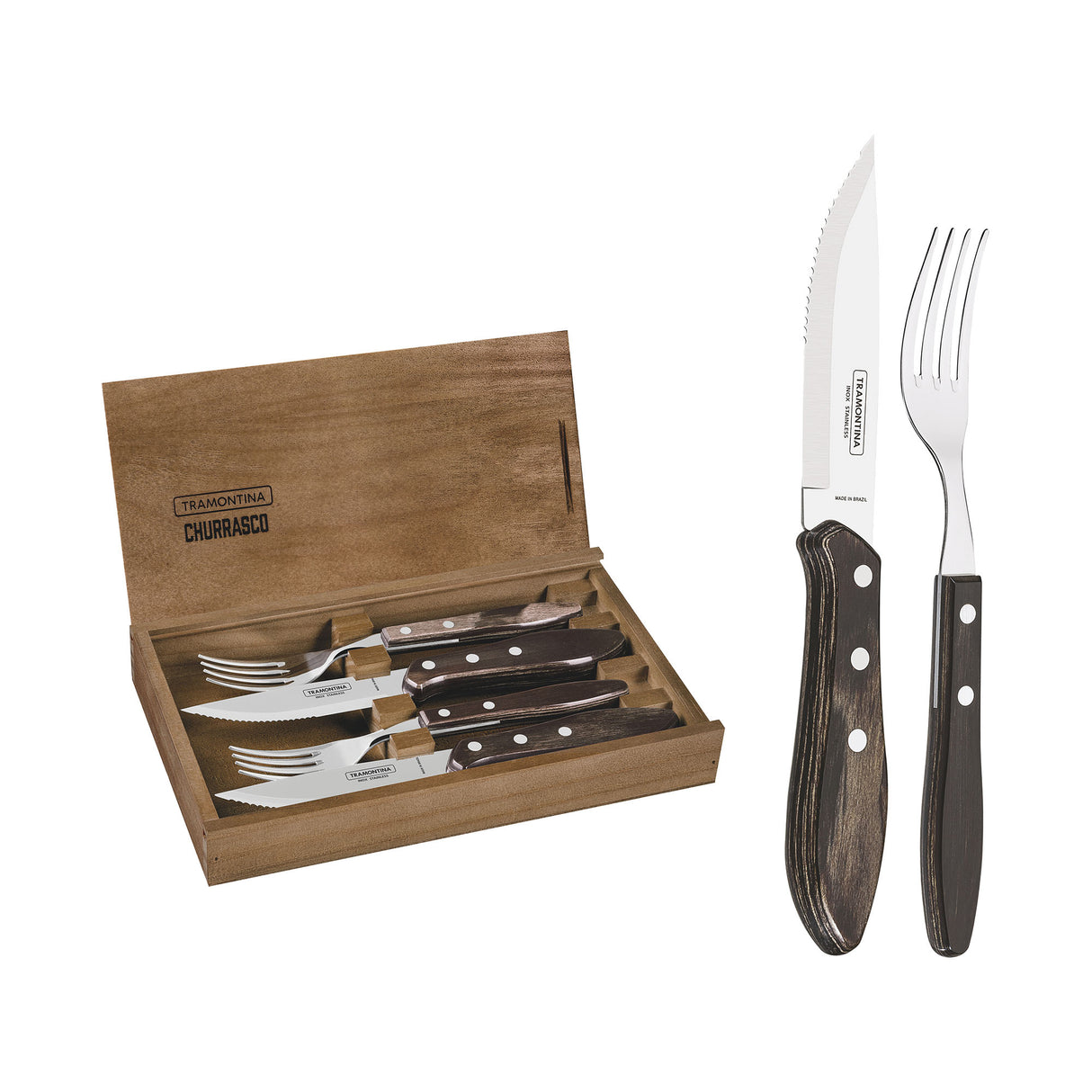 Churrasco Premium 4-Piece Fandango Steak Knife Set - FSC Certified