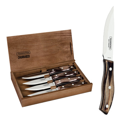 Tramontina Churrasco Premium Rio Grande Steak Knife Set, 4Pc FSC Certified