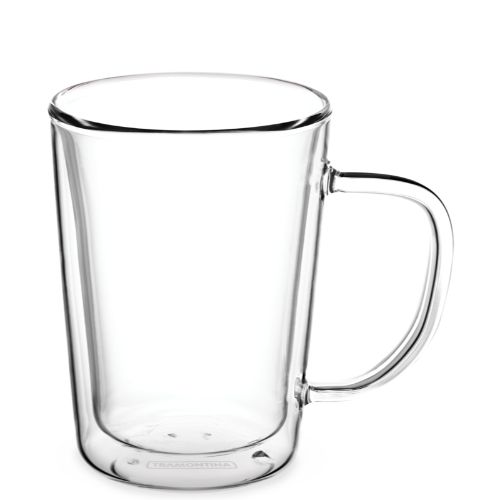 2-Piece Double Wall Glass Coffee Cup with Handles Set, 250ml