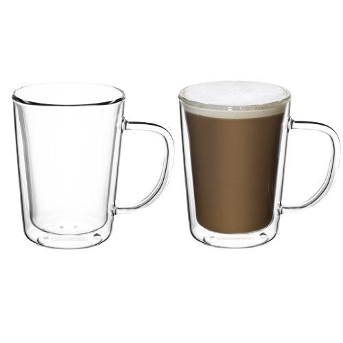 2-Piece Double Wall Glass Coffee Cup with Handles Set, 250ml