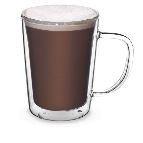 2-Piece Double Wall Glass Coffee Cup with Handles Set, 250ml