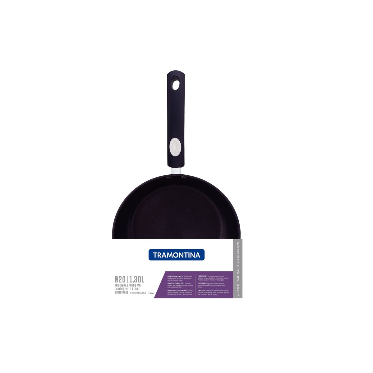 Solar Non-Stick Stainless Steel Shallow Frying Pan, 20cm, 1.3L