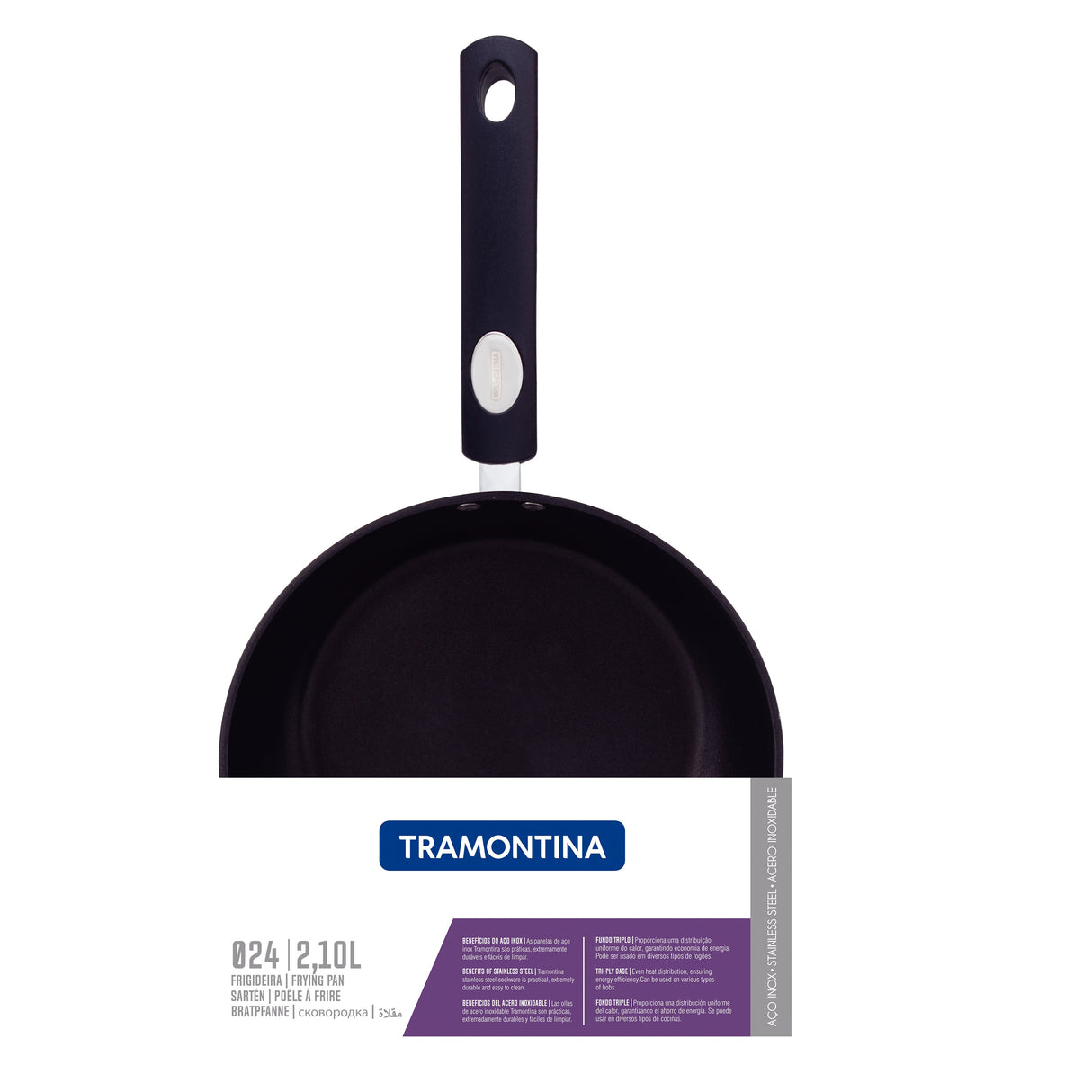 Solar Non-Stick Stainless Steel Shallow Frying Pan, 24cm, 2.1L