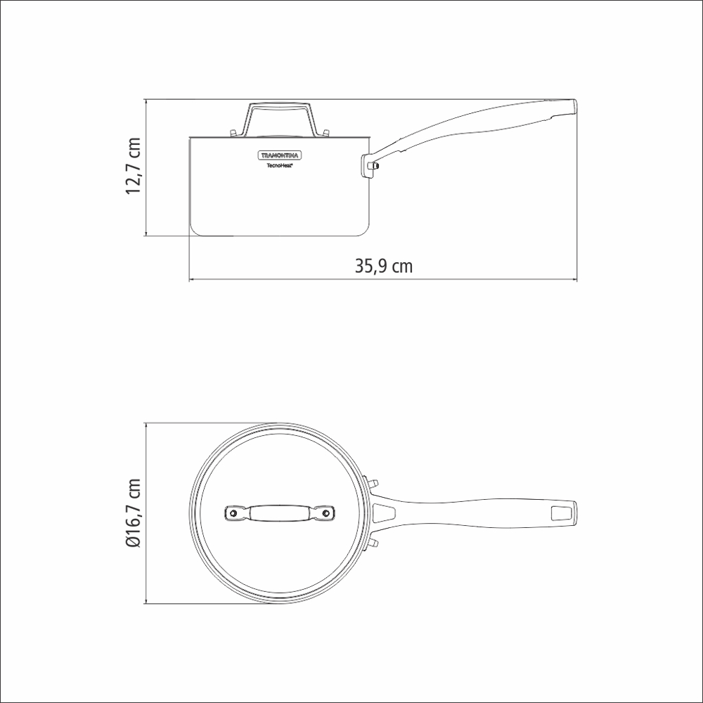 Grano Try-Ply Clad Stainless Steel Sauce Pan, 16cm, 1.7L
