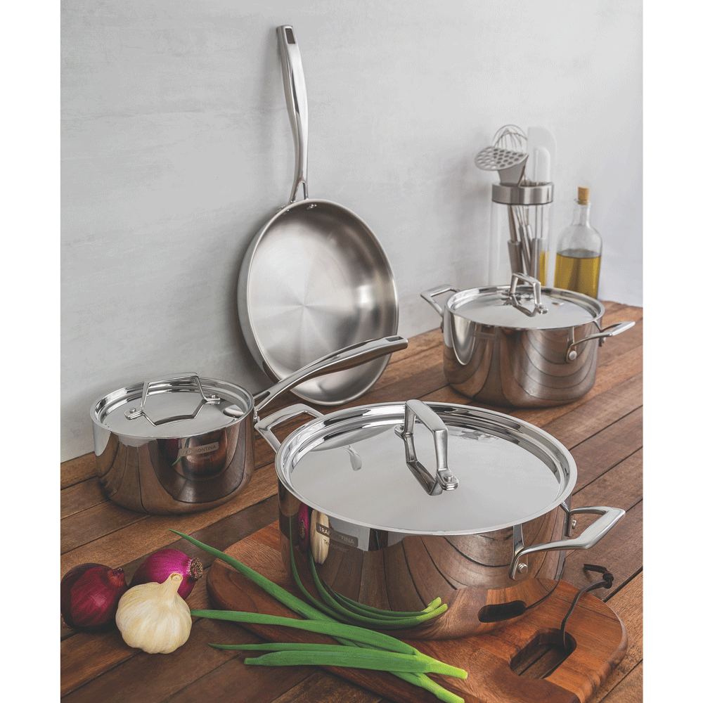 Grano Try-Ply Clad Stainless Steel Shallow Casserole, 24cm, 4.4L
